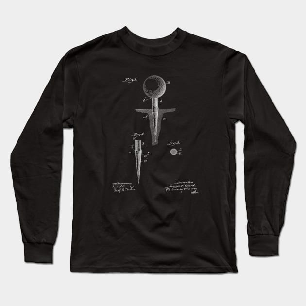 Golf Tee Vintage Patent Drawing Long Sleeve T-Shirt by TheYoungDesigns